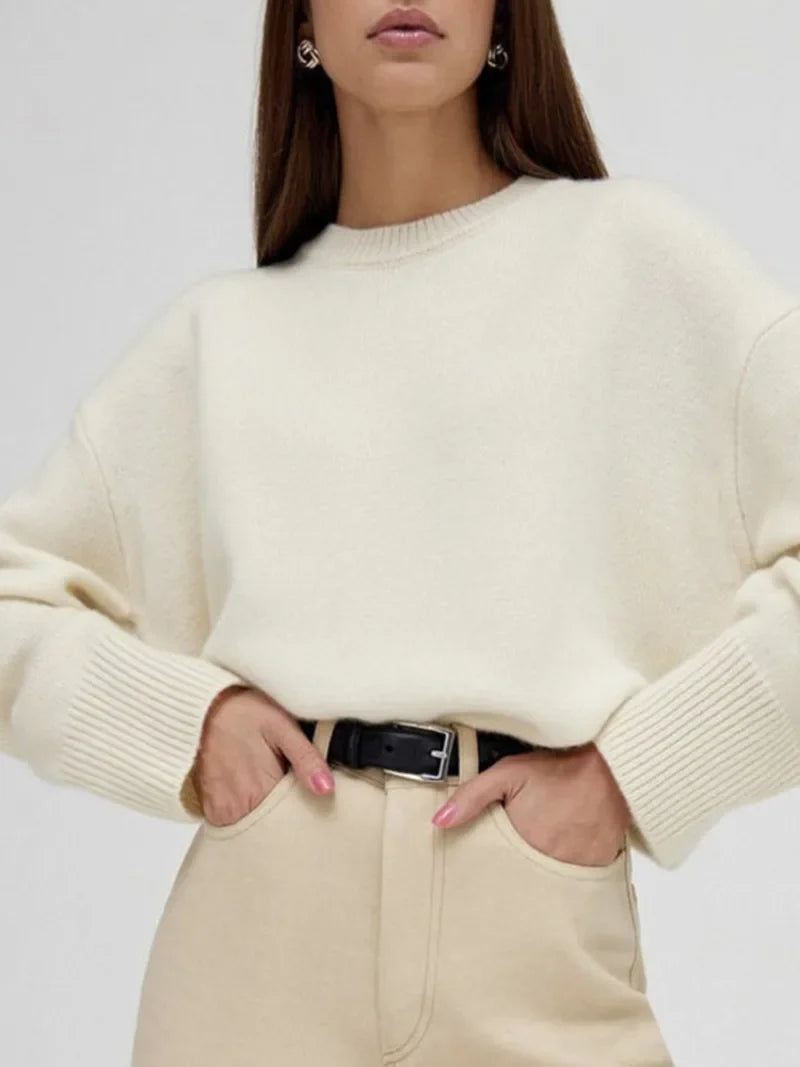 Damtröja Rund Hals Varm Stickad Akryl och Ull 2