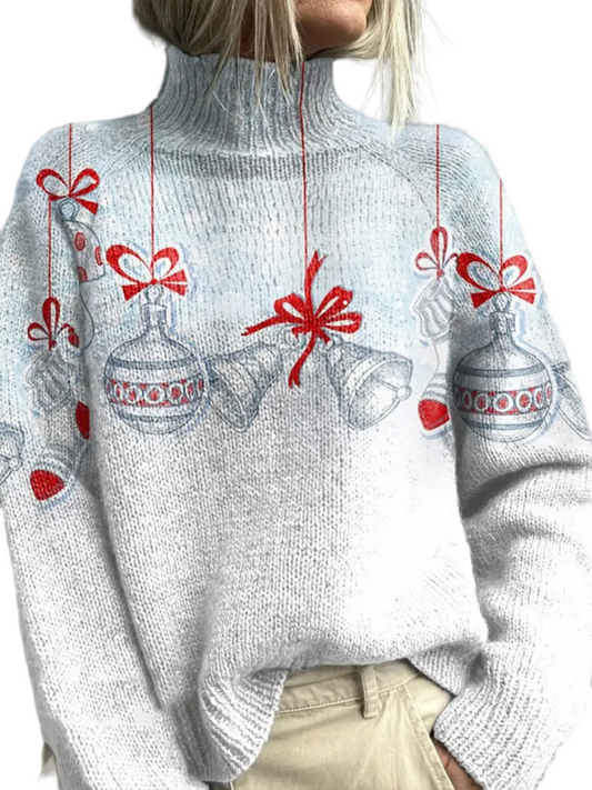 Damtröja med Julmotiv och Hög Krage 0