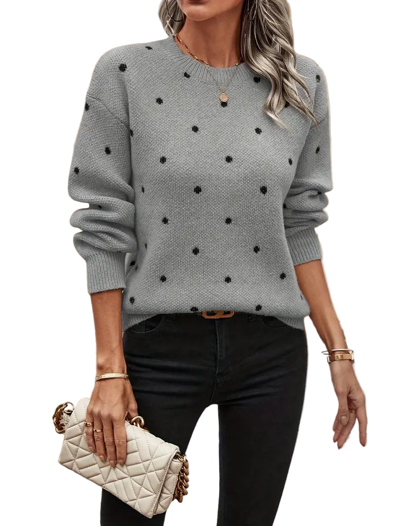 Damtröja med Långa Ärmar och Prickigt Mönster i Bomull 1