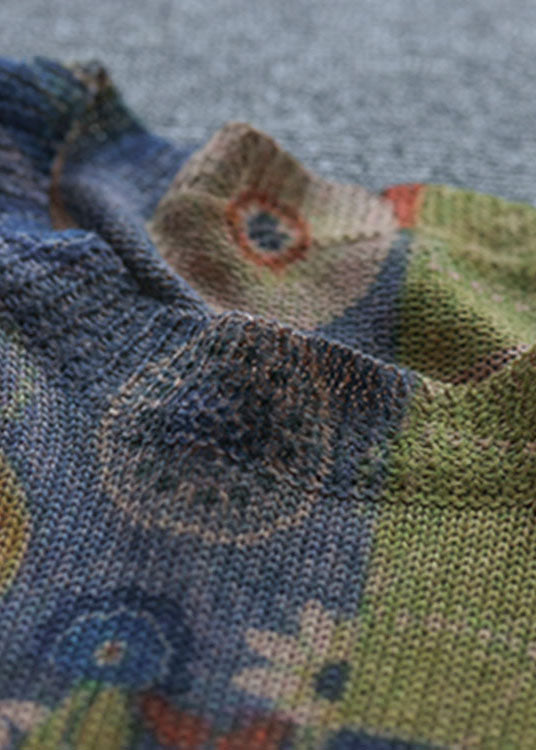 Damtröja med O-hals och tryck i fransk blå 4