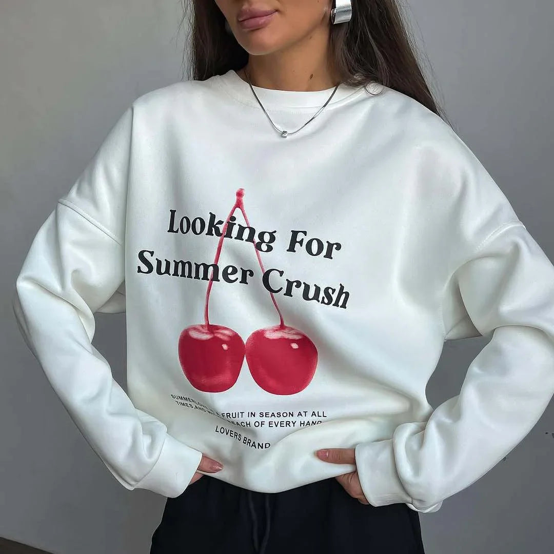 Damtröja med grafiskt tryck och avslappnad stil 1