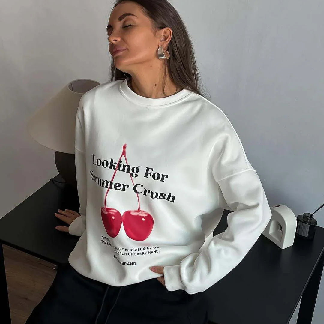 Damtröja med grafiskt tryck och avslappnad stil 2