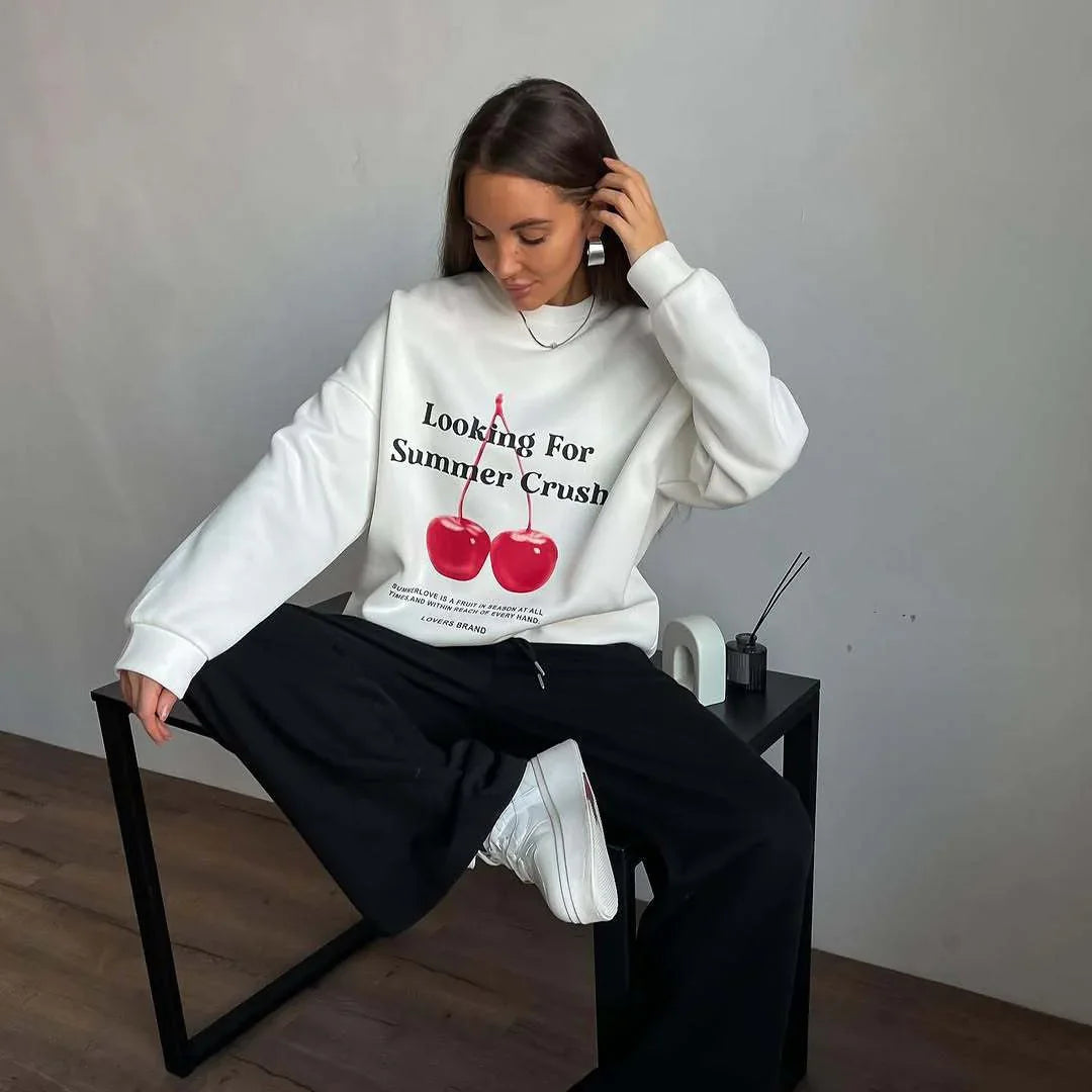 Damtröja med grafiskt tryck och avslappnad stil 3