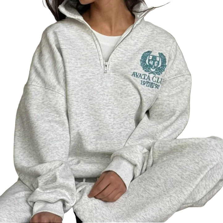 Damtröja med halv dragkedja i oversize stil 0