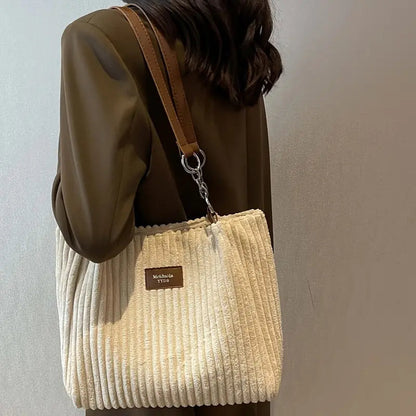 Damväska Corduroy Minimalistisk Design Rymlig 5