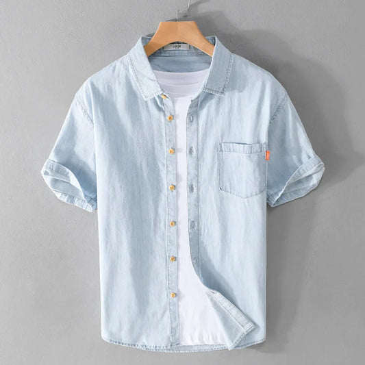 Herrskjorta Denim Casual Stil 100% Bomull 1