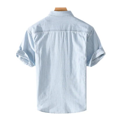 Herrskjorta Denim Casual Stil 100% Bomull 2