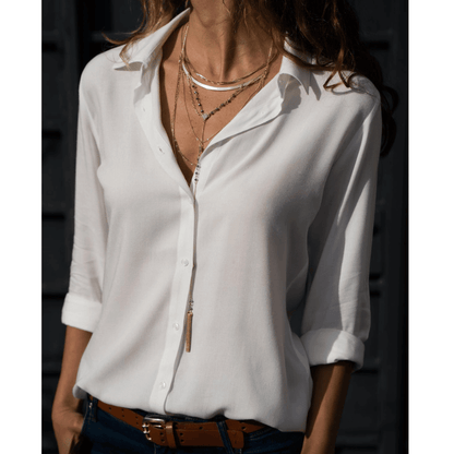 Dam Blus Långärmad Elegant Polyester-1