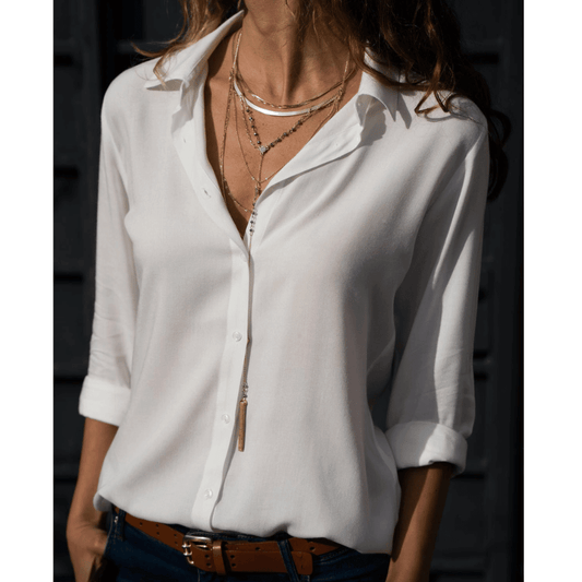 Dam Blus Långärmad Elegant Polyester-1