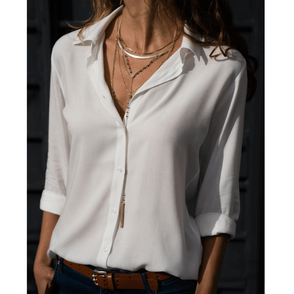 Dam Blus Långärmad Elegant Polyester-1