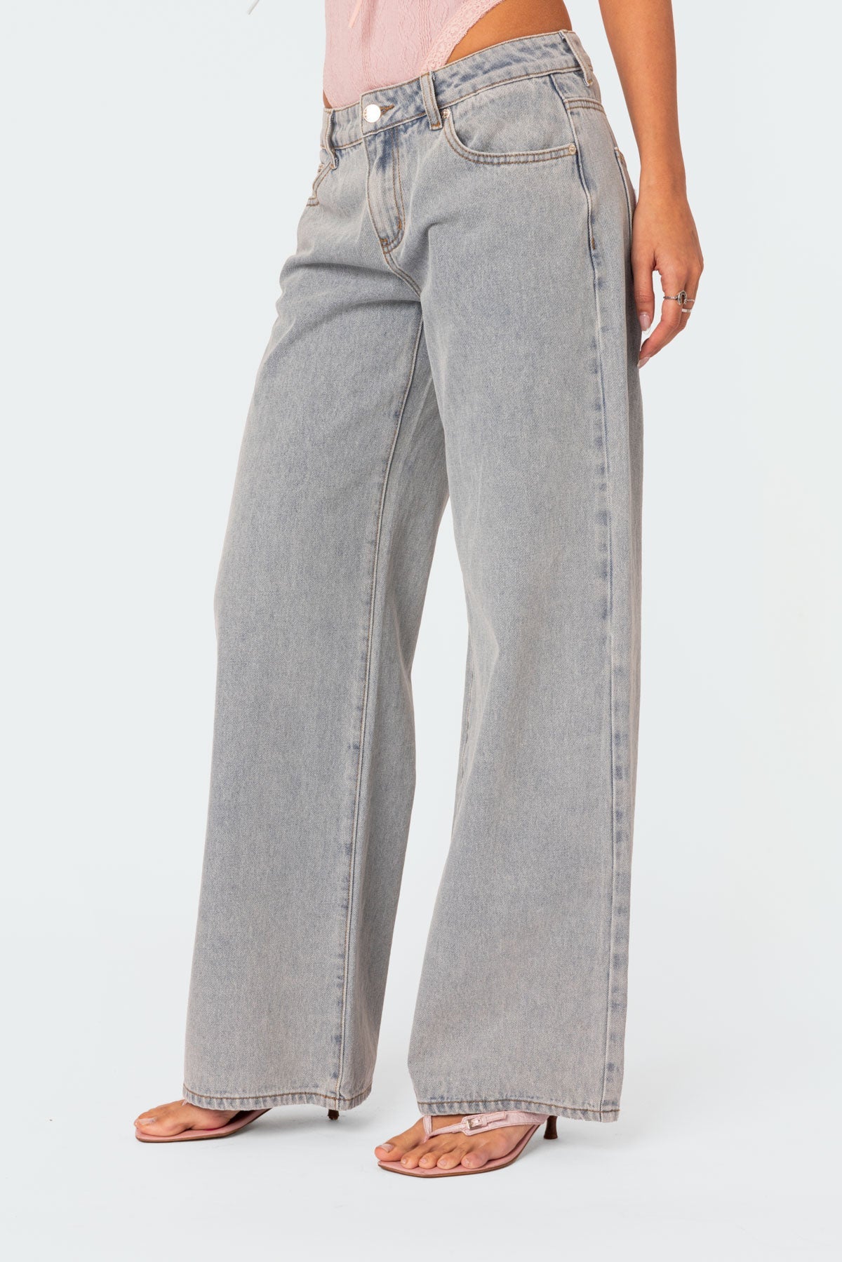 Dam Flared Jeans Blå Stilren Åndbar Stretch Denim-3