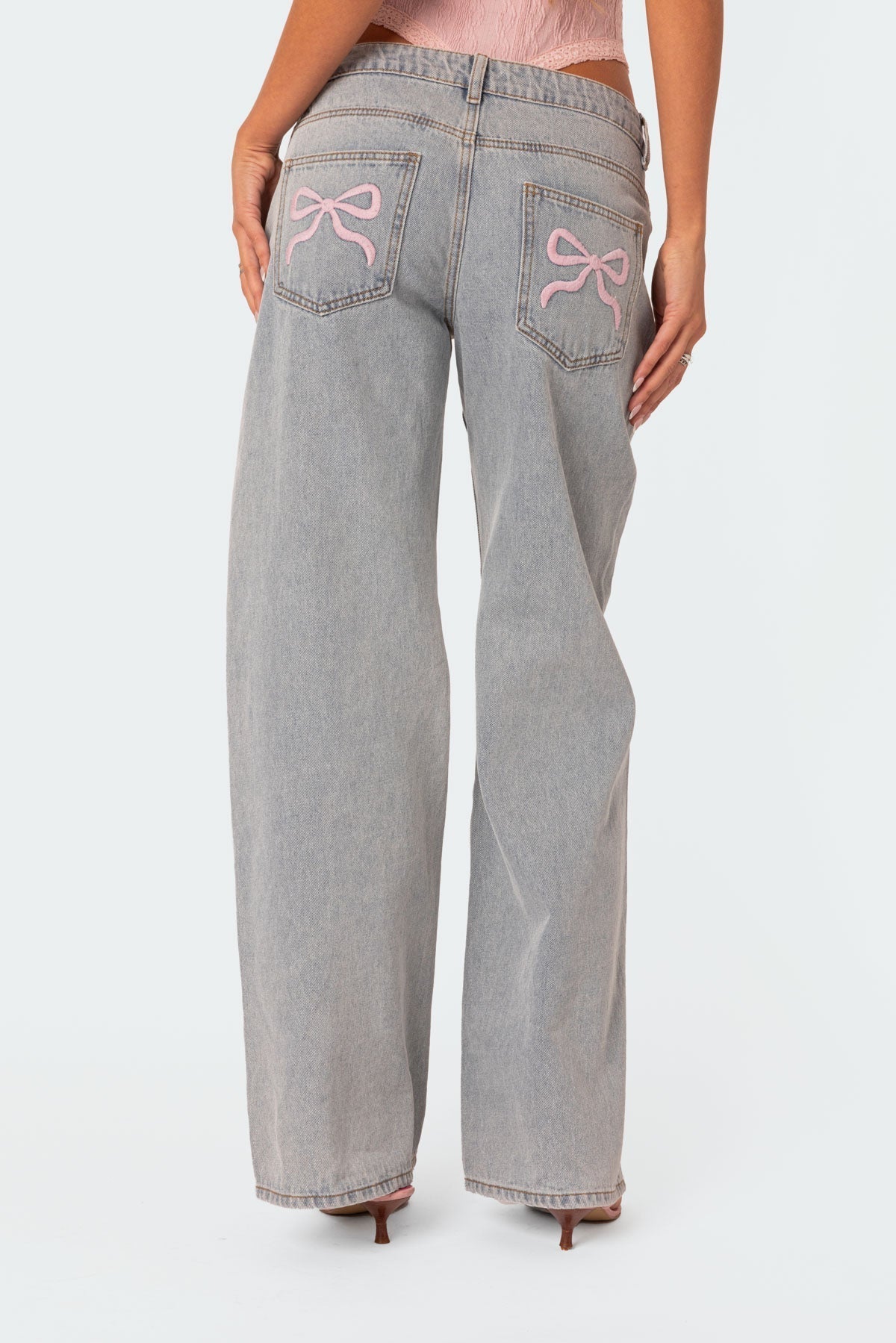 Dam Flared Jeans Blå Stilren Åndbar Stretch Denim-1