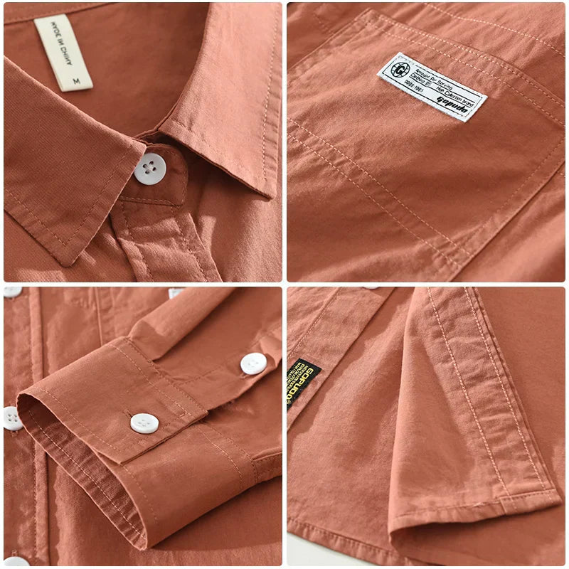 Herrskjorta Tidlös Bomull Skjorta för Avslappnade och Formella Tillfällen 4