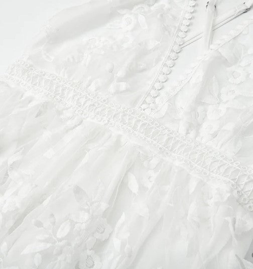 Kvinnors Cocktailklänning Knälängd Broderad Nätverk För Bröllop-6