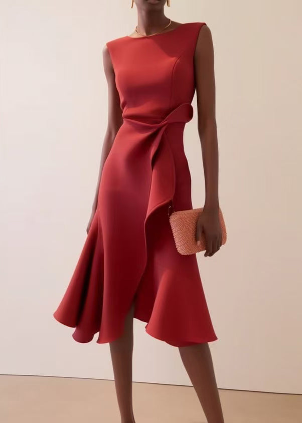 Fina Dam Klänningar Asymmetrisk Ärmlös Modern Stil 2