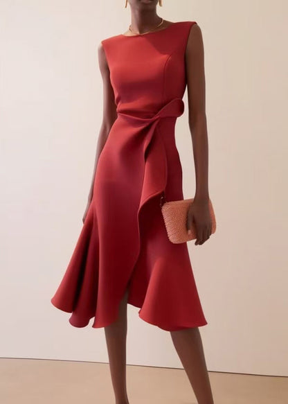 Fina Dam Klänningar Asymmetrisk Ärmlös Modern Stil 2