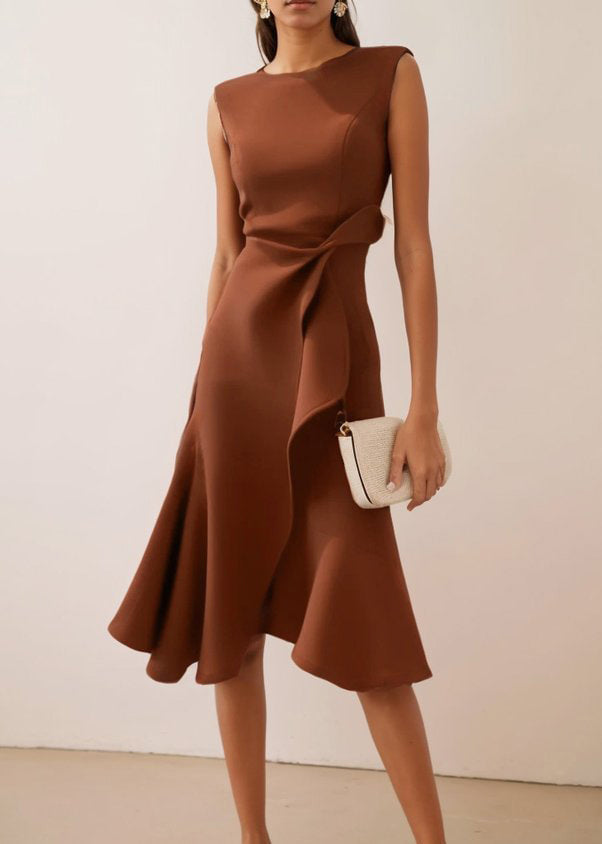 Fina Dam Klänningar Asymmetrisk Ärmlös Modern Stil 4