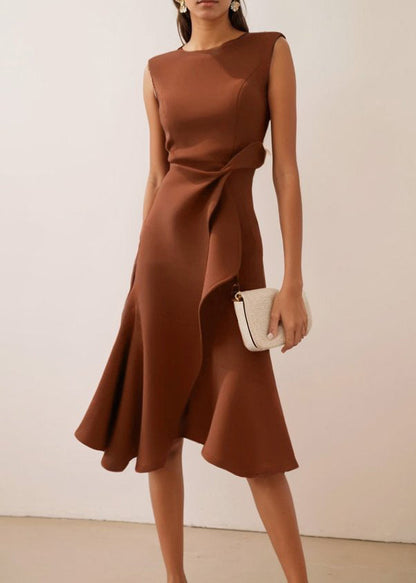 Fina Dam Klänningar Asymmetrisk Ärmlös Modern Stil 4