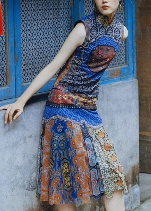 Fina Dam Klänningar Bohemisk Ärmlös Patchwork Design 1