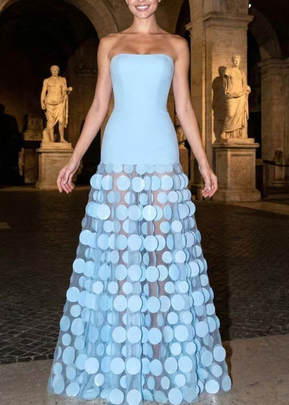 Fina Dam Klänningar Strapless Blommig Tyll Festlig 1
