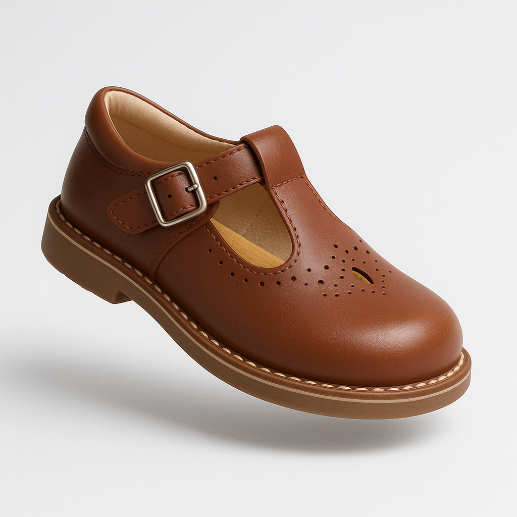 Flickors Platta Skor Vintage T-band Justerbart Material 1