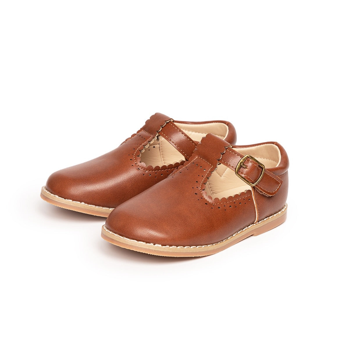 Flickors Platta Skor Vintage T-band Justerbart Material 9