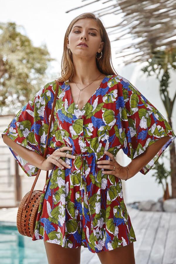 Variant image for Dam Jumpsuit Blommönster Lätt Polyester Elegant-1