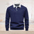 Mäns Långärmad Poloshirt Klassisk Krage Bomull-1
