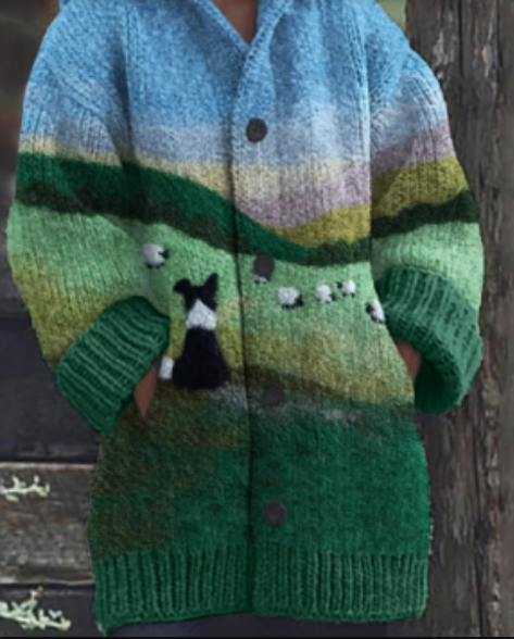 Variant image for Kvinnors Kardigan med Unik Grafik Mjuk Material-1