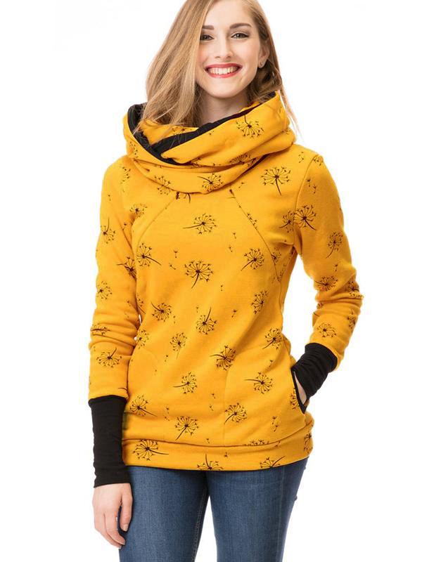 Gravid Sweatshirt Blommönster med Dragkedja för Kvinnor 10