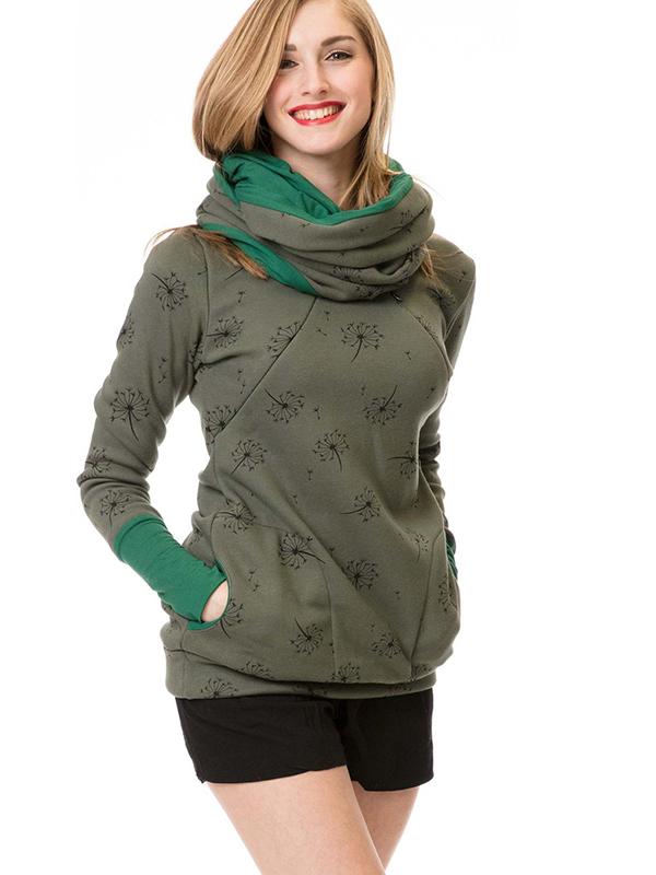 Gravid Sweatshirt Blommönster med Dragkedja för Kvinnor 4