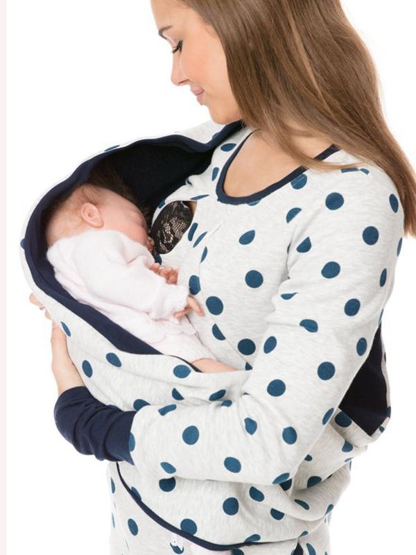 Gravid Sweatshirt Blommönster med Dragkedja för Kvinnor 5