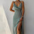Dam Klänning Midi Draperad Spaghettiband Elegant Polyester 1