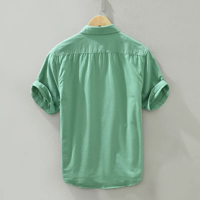 Herrskjorta Kort Ärmar Casual Bomull 4