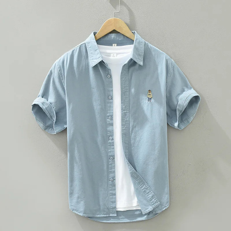 Herrskjorta Kort Ärmar Casual Bomull 1