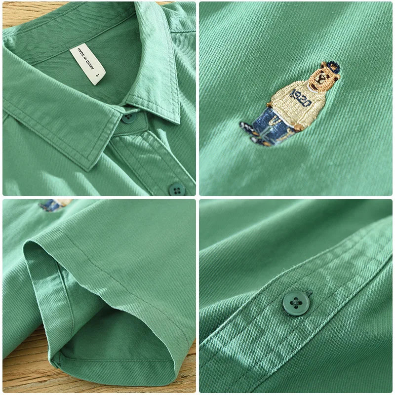 Herrskjorta Kort Ärmar Casual Bomull 6