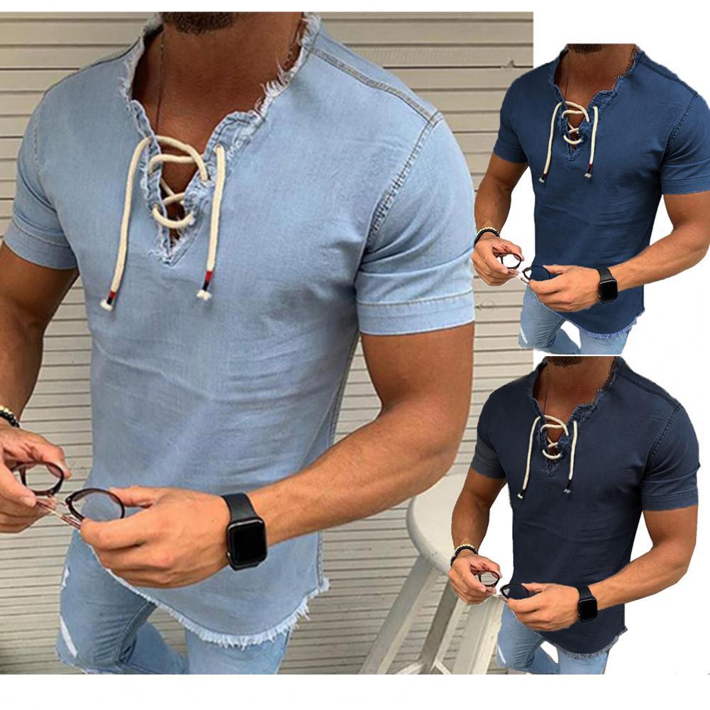 T-shirt med snörning för män