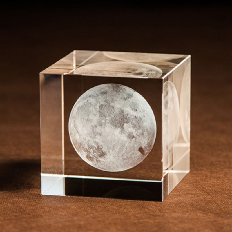 Kristallkub 3D Månljuslampa