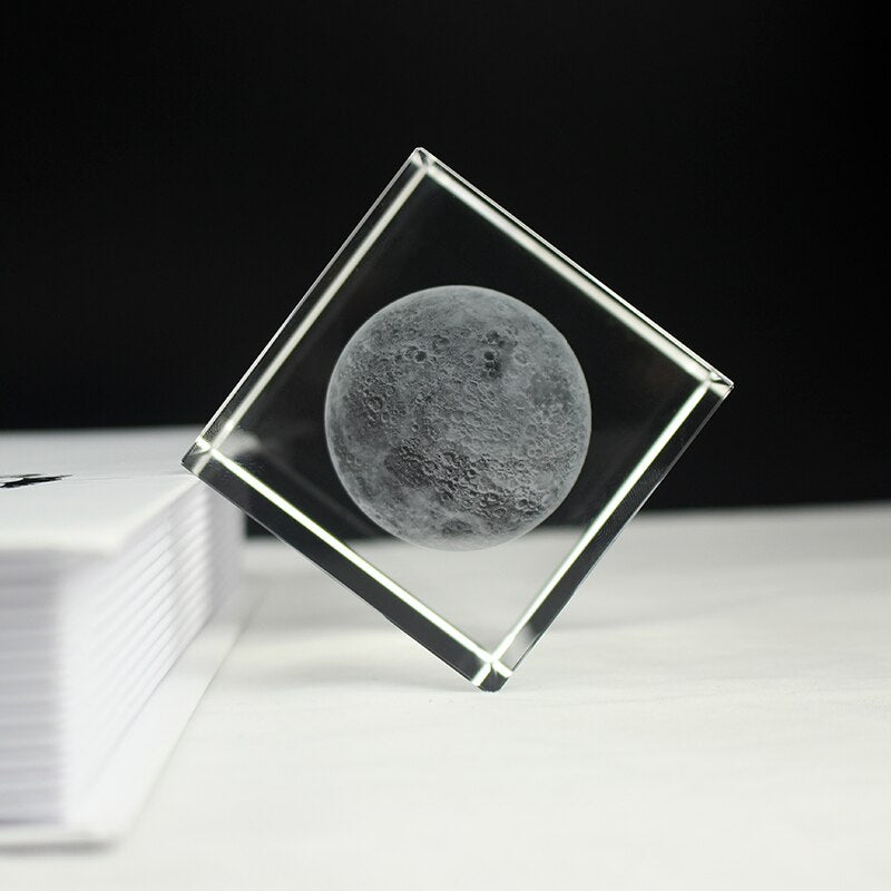Kristallkub 3D Månljuslampa