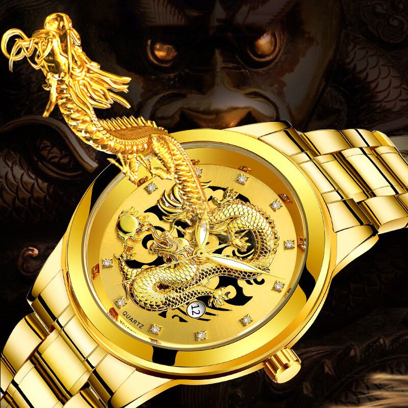 Ultratunn Guldfärgad Drake Klocka