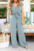 Dam Jumpsuit Avslappnad V-Ringning Bredbenad Mjukt Material-6