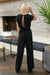Dam Jumpsuit Avslappnad V-Ringning Bredbenad Mjukt Material-2