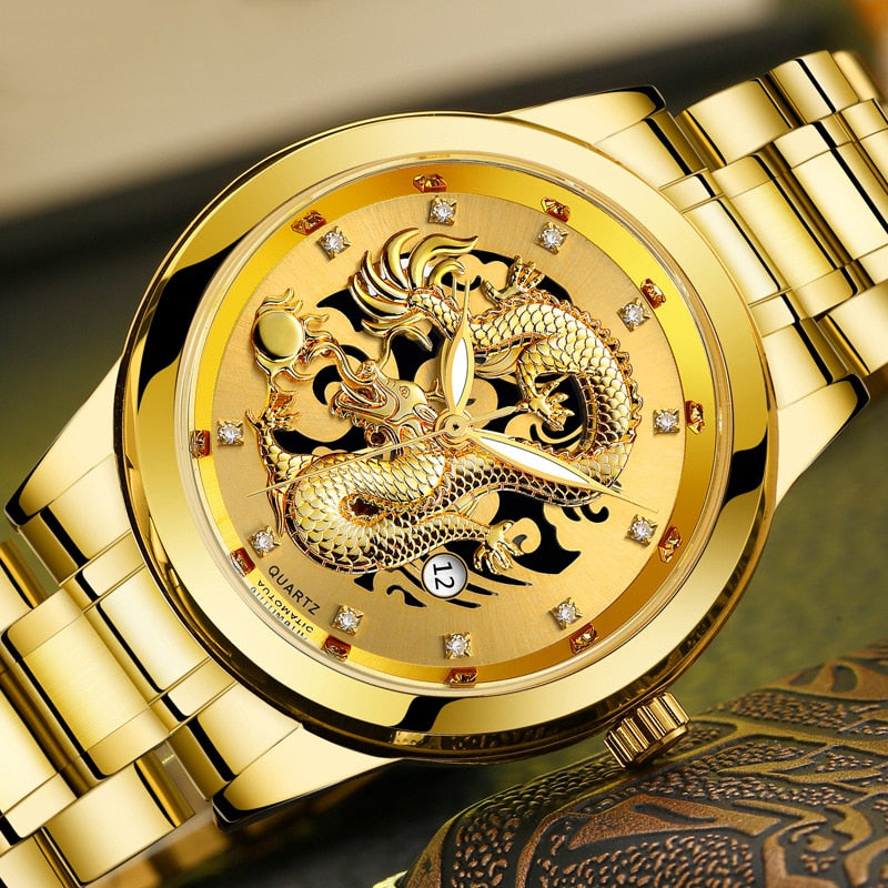 Ultratunn Golden Dragon Klocka