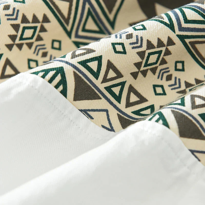 Herrskjorta Lapptäcksstil Avslappnad Bomull 4