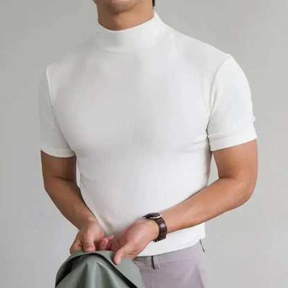 Herr-T-shirt med hög krage och casual passform för vardagsbruk 3