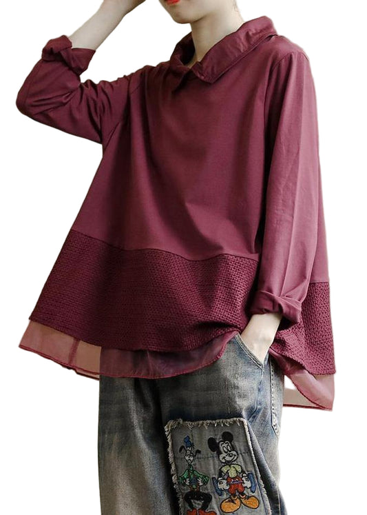 Herr Baggy Skjorta i Patchwork Stil 0