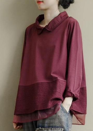 Herr Baggy Skjorta i Patchwork Stil 1