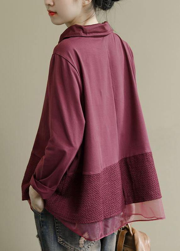 Herr Baggy Skjorta i Patchwork Stil 2