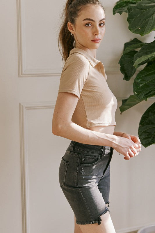 Herr Bermuda Shorts Hög Midja Svart 1