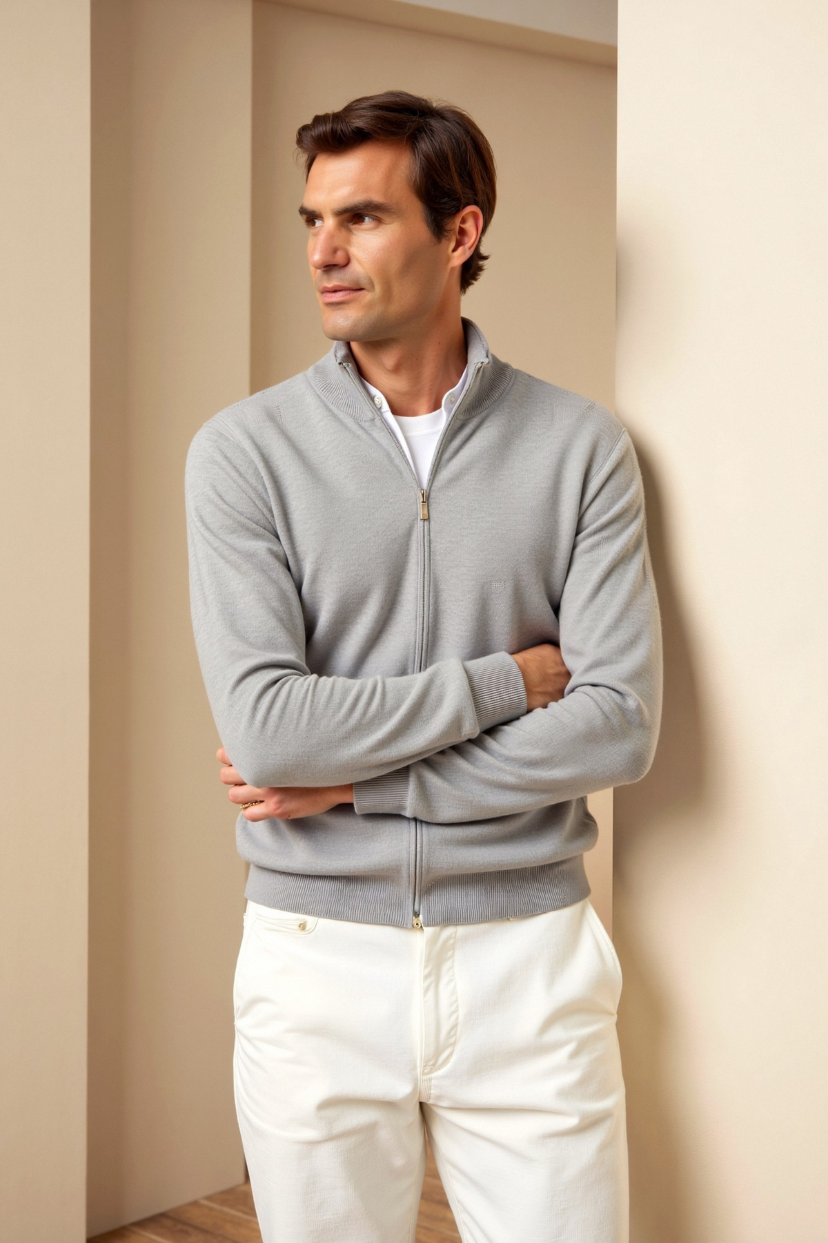 Herr Cardigan Slim-Fit Stilren 1